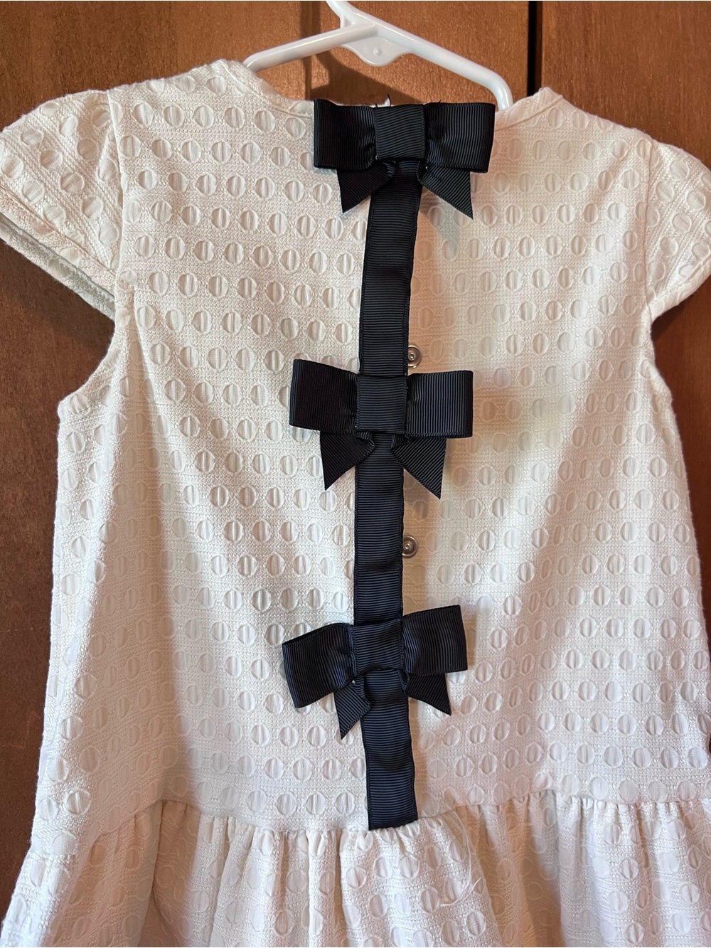 Tahari Ivory Dress Top with Black Ribbon Bows